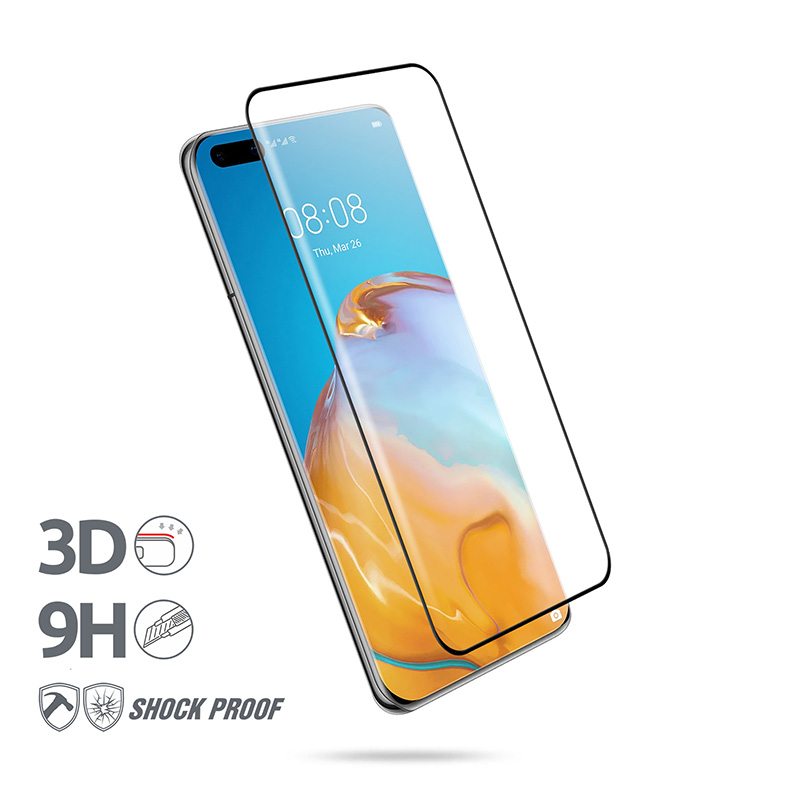 Crong 3D Armour Glass 9H grūdintas stiklas Huawei P40 Pro su montavimo rėmeliu