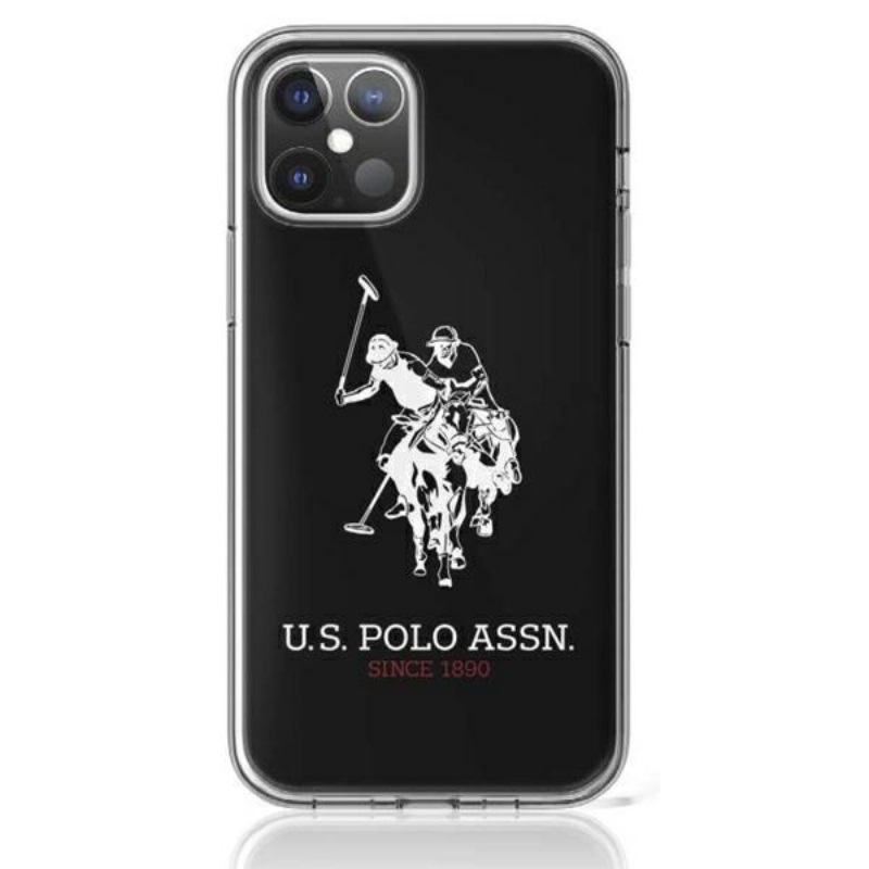 US Polo USHCP12LTPUHRBK iPhone 12 Pro Max 6,7" dėklas telefonui - juodas blizgus su dideliu logotipu