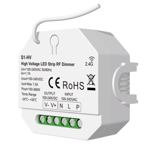 S1-HV valdiklis, 1 kanalo, 230V, 150-360W, Push-Dimm