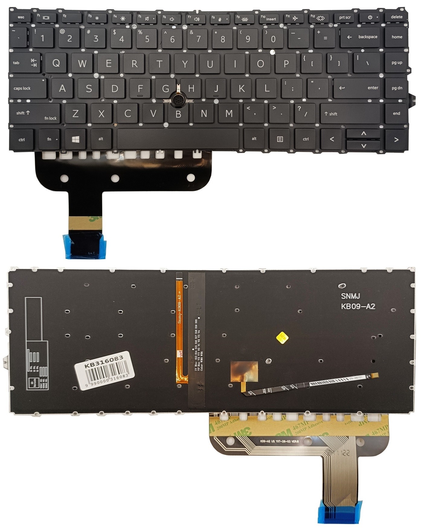 Klaviatūra HP EliteBook 845 G7, su pašvietimu ir „trackpoint“