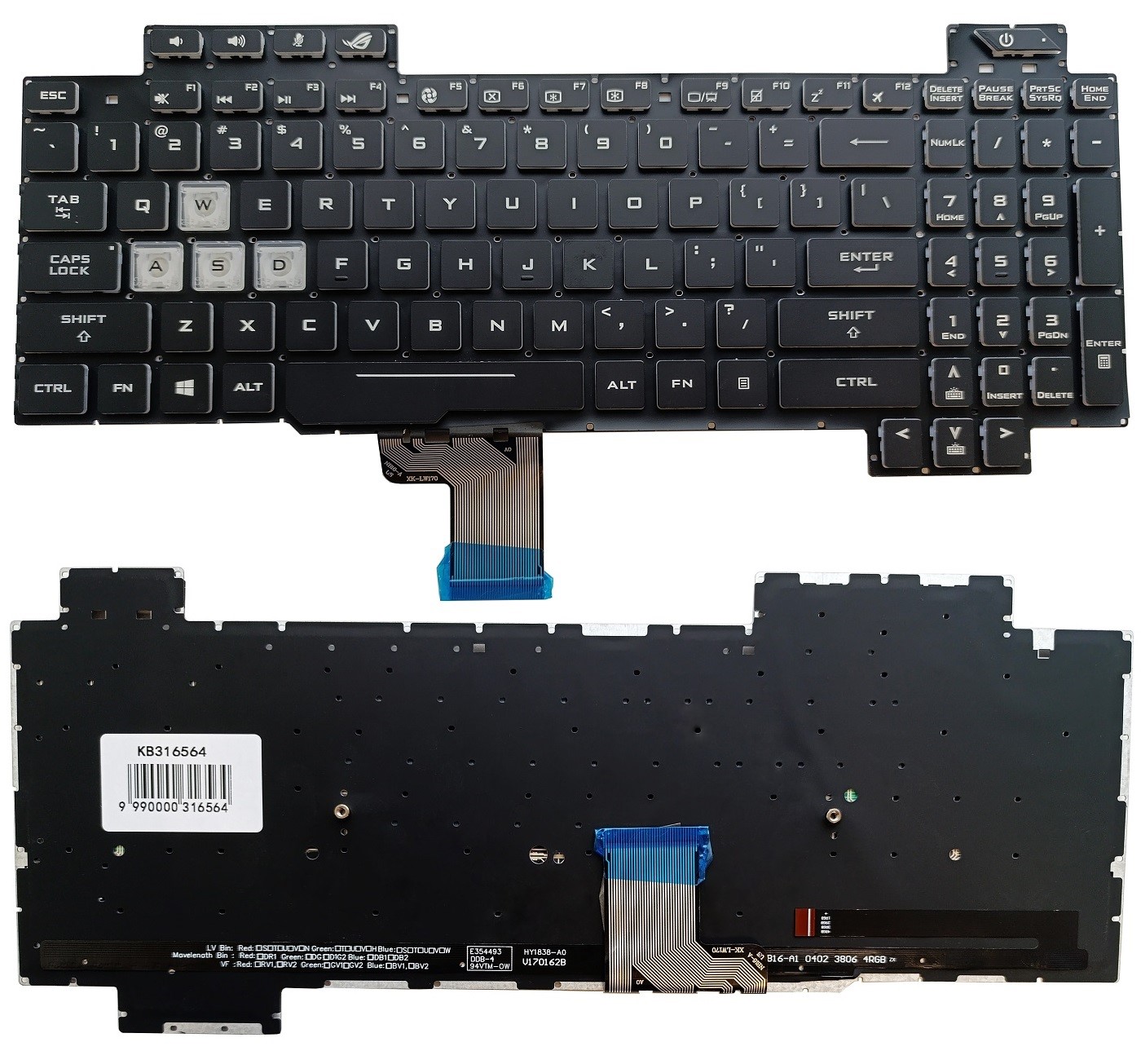 Klaviatūra ASUS Rog Strix Scar GL504, su RGB pašvietimu, US