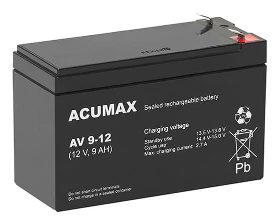 Baterija 12V 9Ah VRLA AV9-12 T2 Acumax EMU