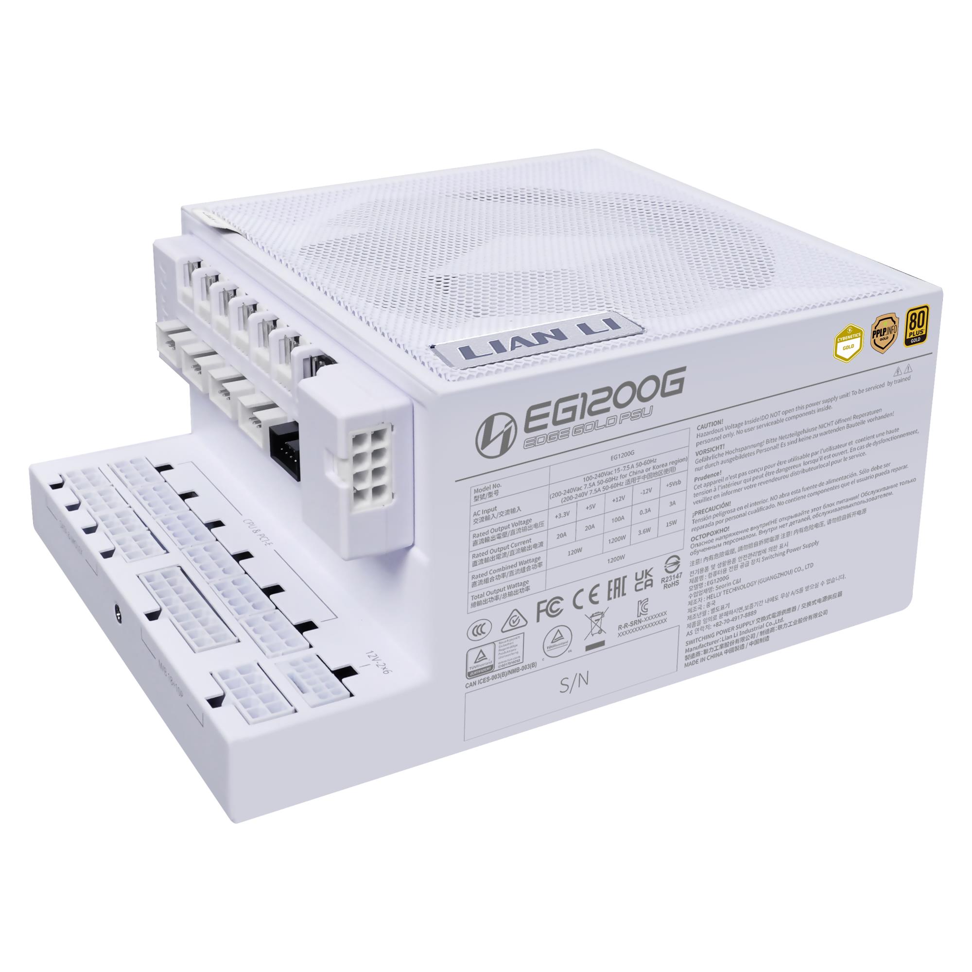 Lian Li Edge Gold 1200W maitinimo blokas 80+ Gold baltas