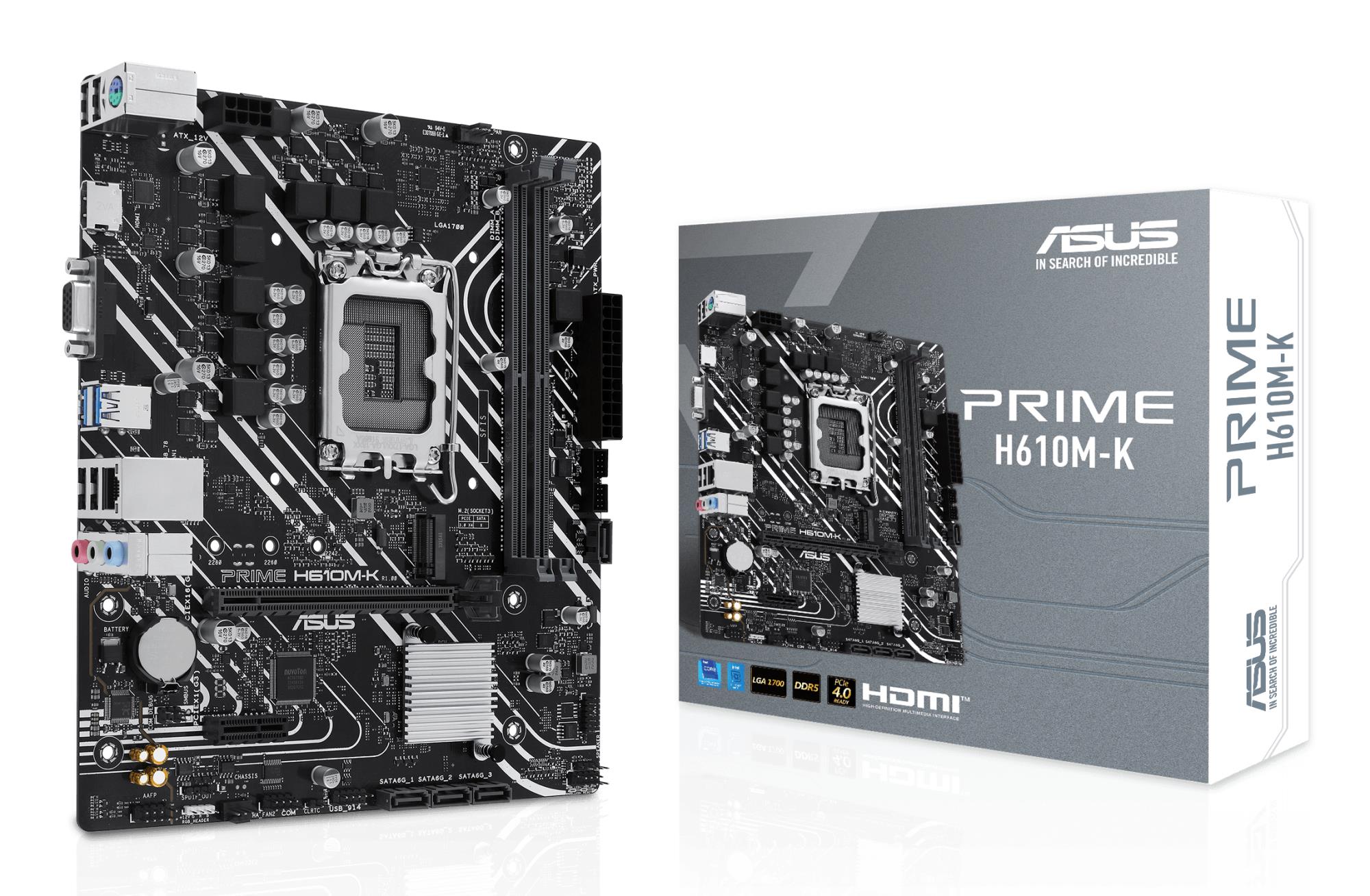 Pagrindinė plokštė ASUS Prime H610M-K Intel H610 LGA1700 DDR5 Micro-ATX