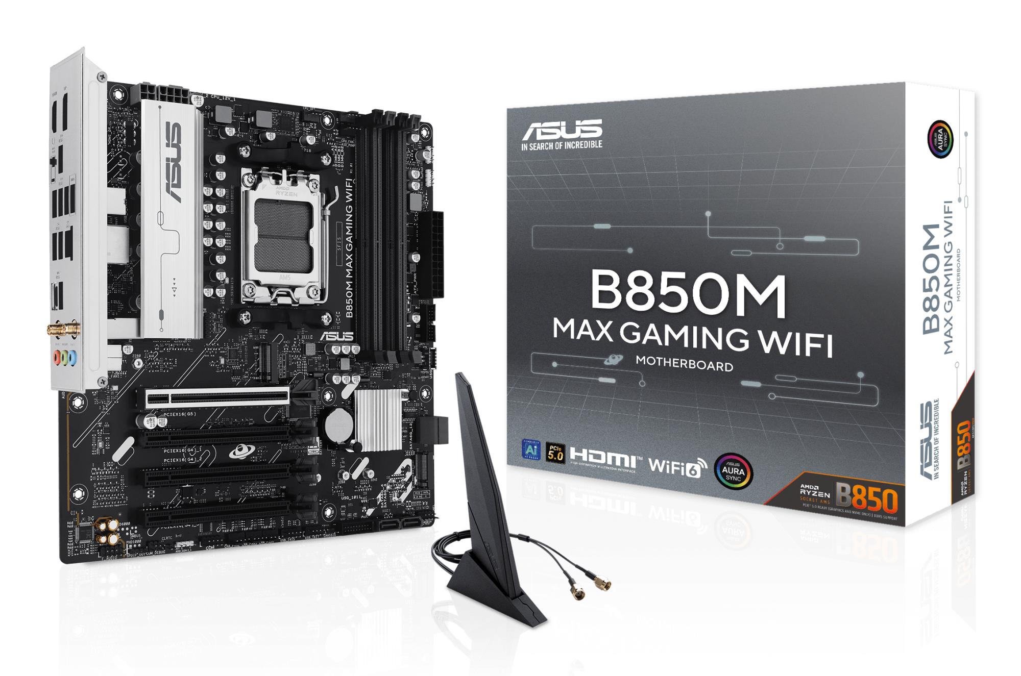 Pagrindinė plokštė ASUS B850M Max Gaming WiFi AMD B850 SAM5 Micro-ATX DDR5