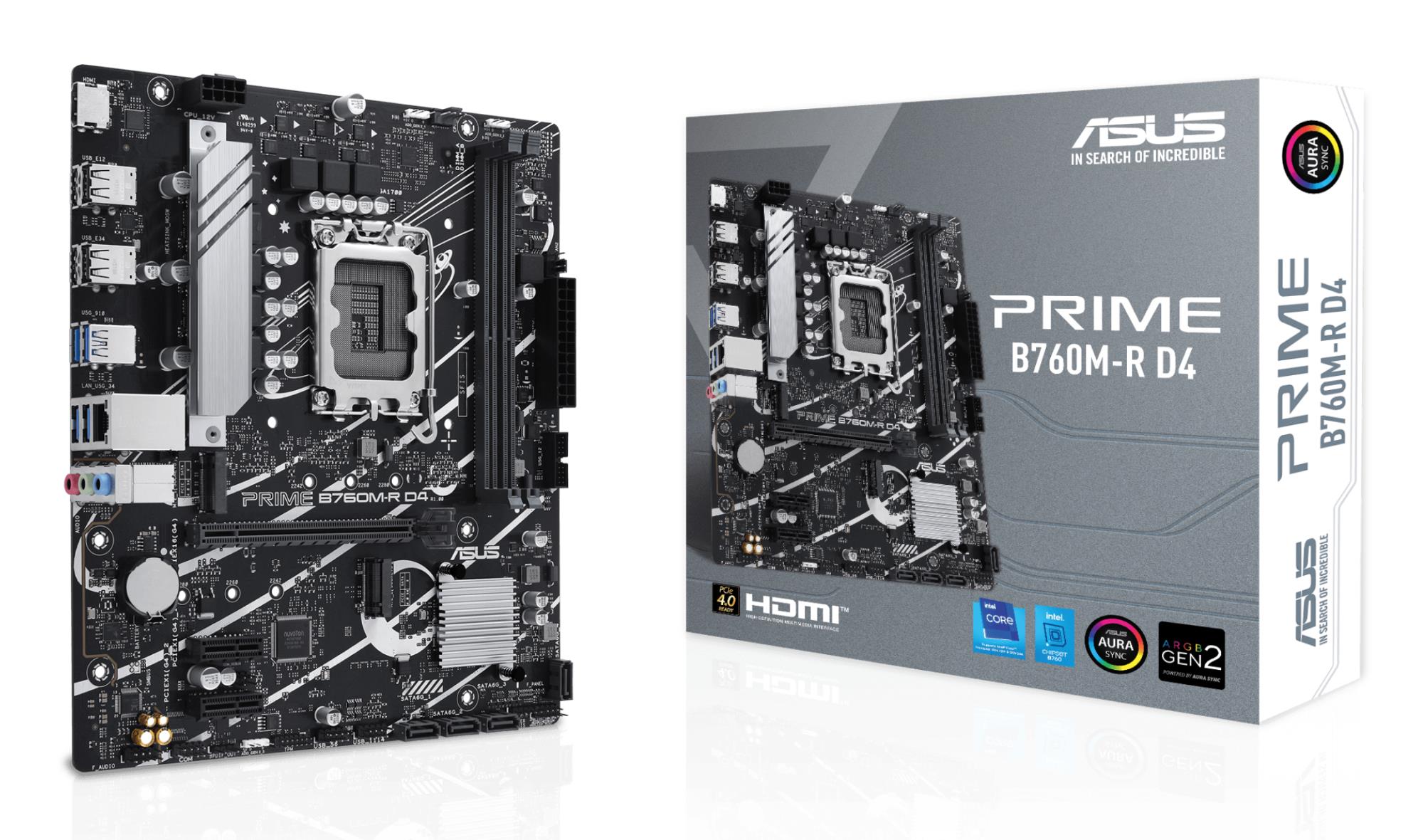 Pagrindinė plokštė ASUS Intel B760 LGA1700 Micro-ATX DDR4 2 lizdai