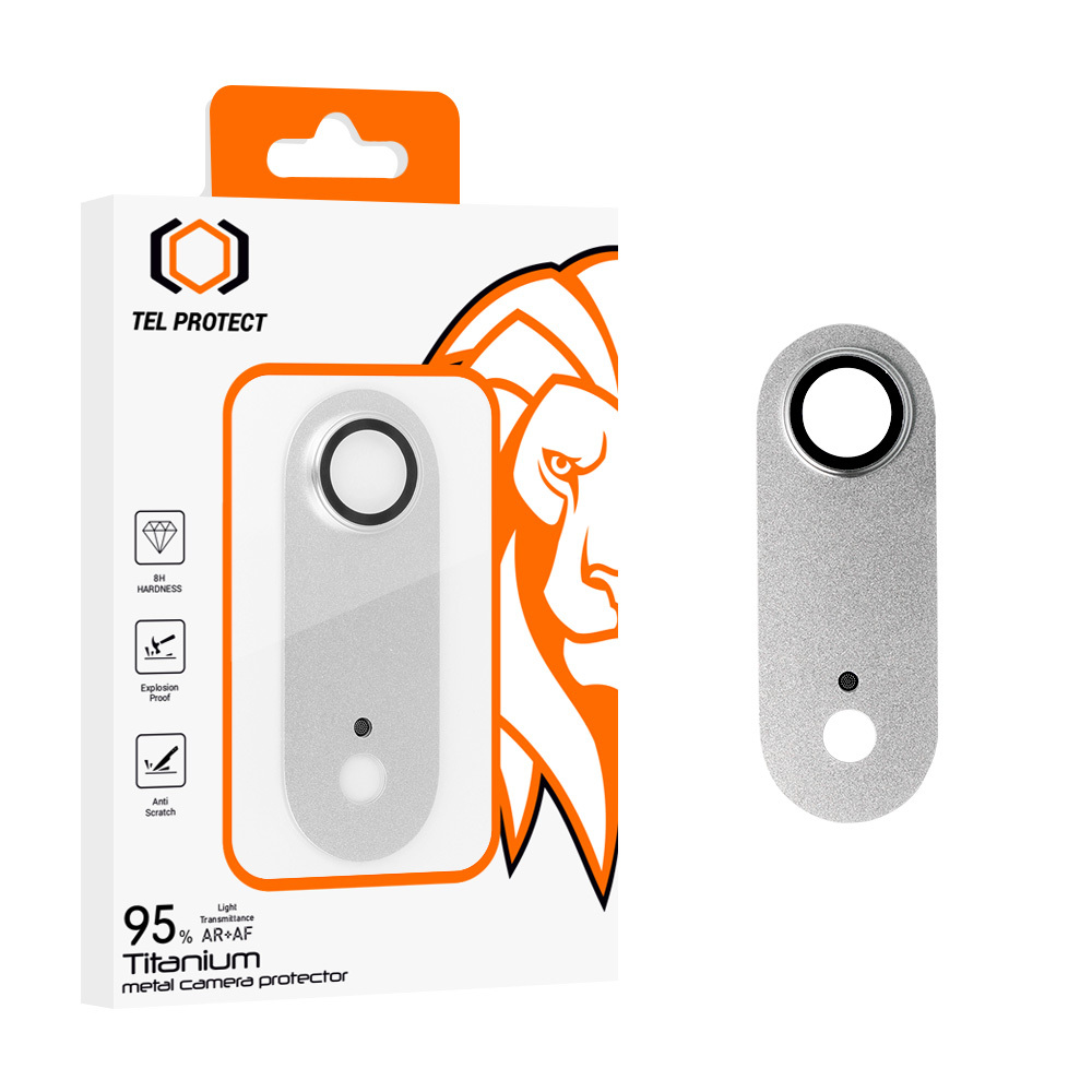 Grūdintas stiklas Tel Protect 95% AR+AF Full Metal Kameros apsauga kamerai skirtas Iphone 17 Air sidabrinis (kameros modulis)